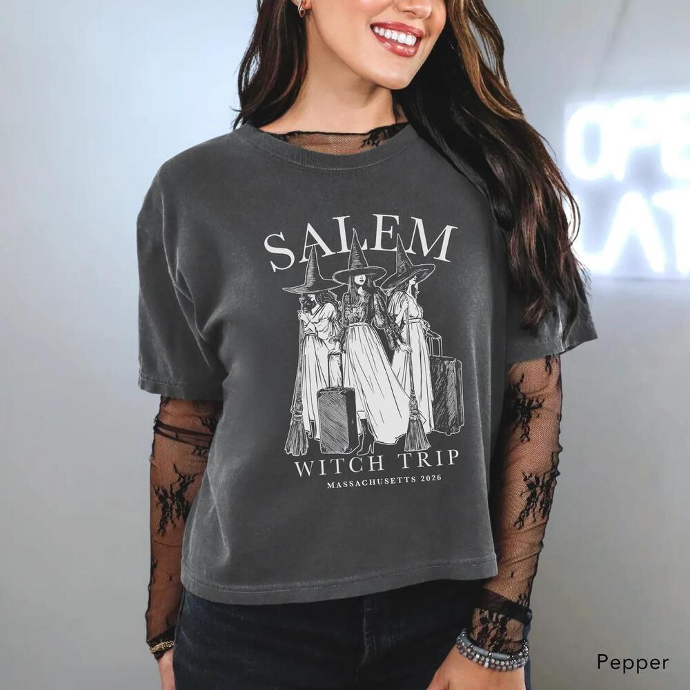 Halloween Witch Trip Crop Tee Witchy Girls Trip Cropped Shirt
